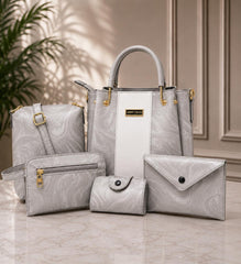 Handbag Set | 5-Piece Elegant Tote Bag Set | Shoulder Bag, Crossbody & Clutch | Premium Fashion Gift