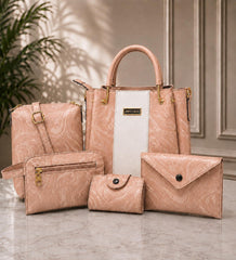 Handbag Set | 5-Piece Elegant Tote Bag Set | Shoulder Bag, Crossbody & Clutch | Premium Fashion Gift