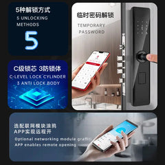 New Smart Lock for Home Use, Smart Door Lock with Fingerprint and Password, Entry Door Lock, Swipe Card Door Lock for Apartments and Hotels, Electronic Lock