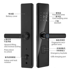 New Smart Lock for Home Use, Smart Door Lock with Fingerprint and Password, Entry Door Lock, Swipe Card Door Lock for Apartments and Hotels, Electronic Lock
