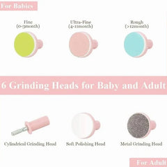 Premium 6-in-1 Electric Baby Nail Trimmer Set | Safe Infant Nail Filer & Manicure Pedicure Kit with LED Light & Storage Case | Cell Operated | Random Color