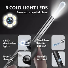 Smart Visual Ear Cleaner with 1080P HD Camera | Wireless Ear Wax Removal Otoscope | LED Ear Cleaning Tool for Android & iOS | Rechargeable & Portable
