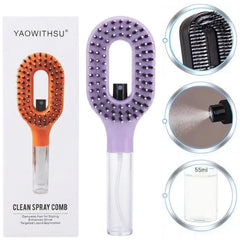 2-in-1 Misting Hair Brush with Water Spray Bottle | Fine Mist Detangling Brush for Curly, Wavy & Straight Hair | Wet & Dry Styling Brush | Portable Anti-Frizz Hair Comb