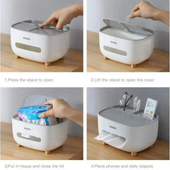 ECOCO Tissue Box with Multifunctional Storage Drawer | Creative Desk Organizer & Tissue Holder | Remote Control & Stationery Organizer | Kitchen, Living Room & Office
